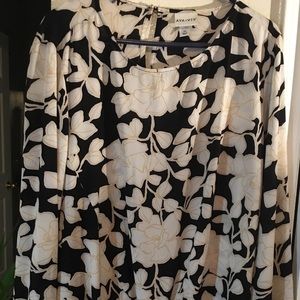 Ava Viv Black Yellow White Floral Blouse 2x